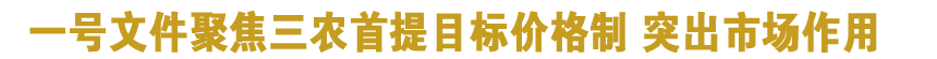 一號文件聚焦三農首提目標價格制 突出市場作用