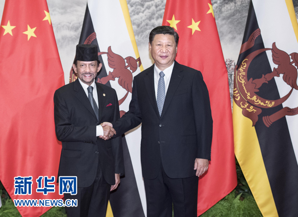 9月13日，國家主席習(xí)近平在北京人民大會堂同文萊蘇丹哈桑納爾舉行會談。 新華社記者 李濤 攝