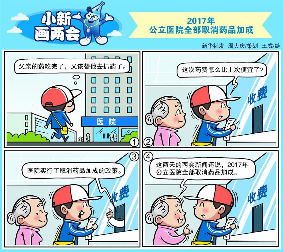 （圖表·漫畫）[小新畫兩會]2017年公立醫院全部取消藥品加成