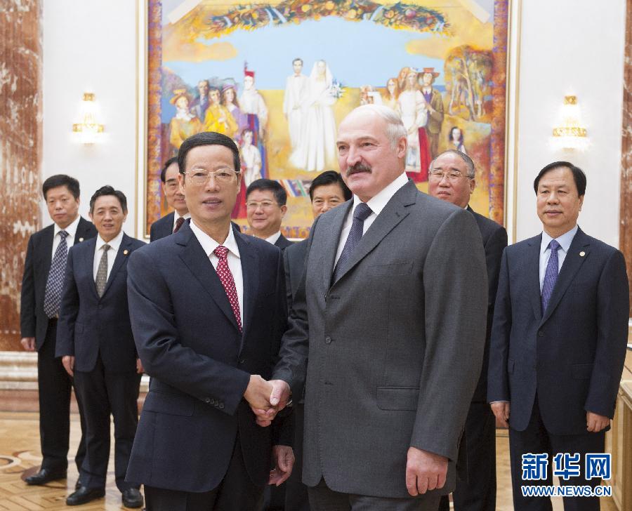 9月26日，應邀訪問白俄羅斯的國務院副總理張高麗在明斯克會見白俄羅斯總統盧卡申科。新華社記者王曄攝 