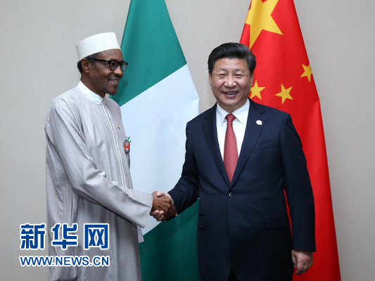 12月4日,國家主席習近平在約翰內斯堡會見尼日利亞總統布哈里。 新華社記者 龐興雷 攝 12月4日,國家主席習近平在約翰內斯堡會見尼日利亞總統布哈里。 新華社記者 龐興雷 攝