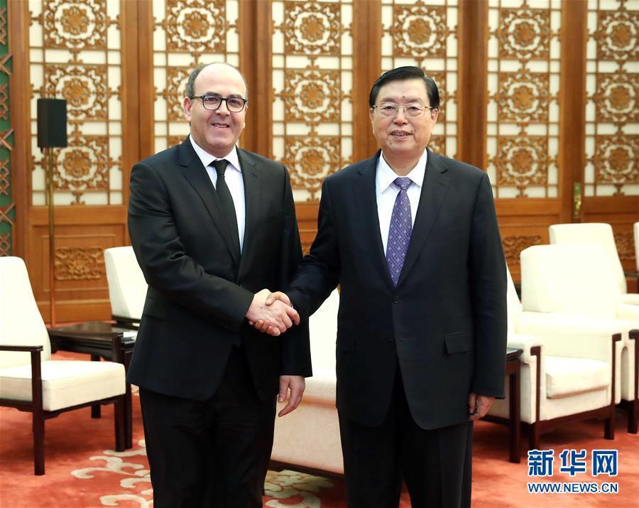 12月20日,全國人大常委會委員長張德江在北京人民大會堂會見摩洛哥參議長本希馬。新華社記者劉衛兵攝 12月20日,全國人大常委會委員長張德江在北京人民大會堂會見摩洛哥參議長本希馬。新華社記者劉衛兵攝