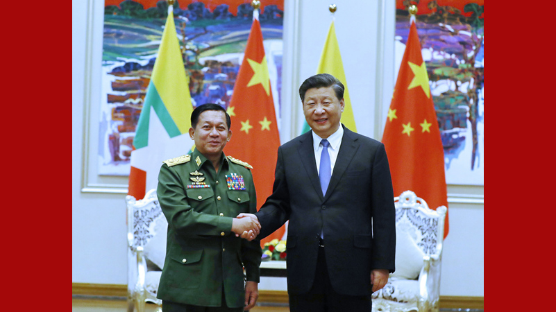 習(xí)近平會見緬甸國防軍總司令敏昂萊